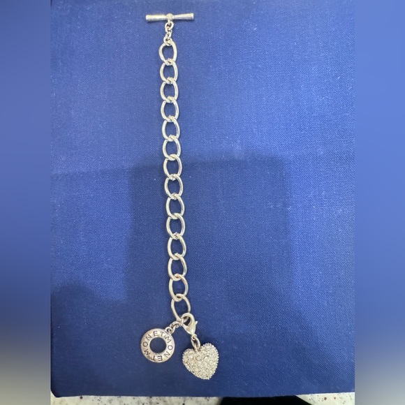 Monet Crystal Heart Charm Toggle Bracelet - Picture 2 of 4